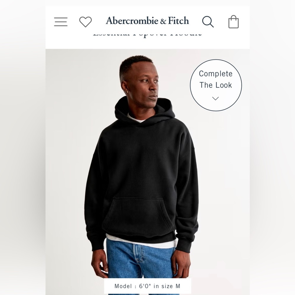 Abercrombie essential hoodie. Size medium- black.